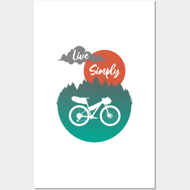 Live Simply - Adventure Mountain Bike Artwork - Bikepacking Wall Art by anothercyclist